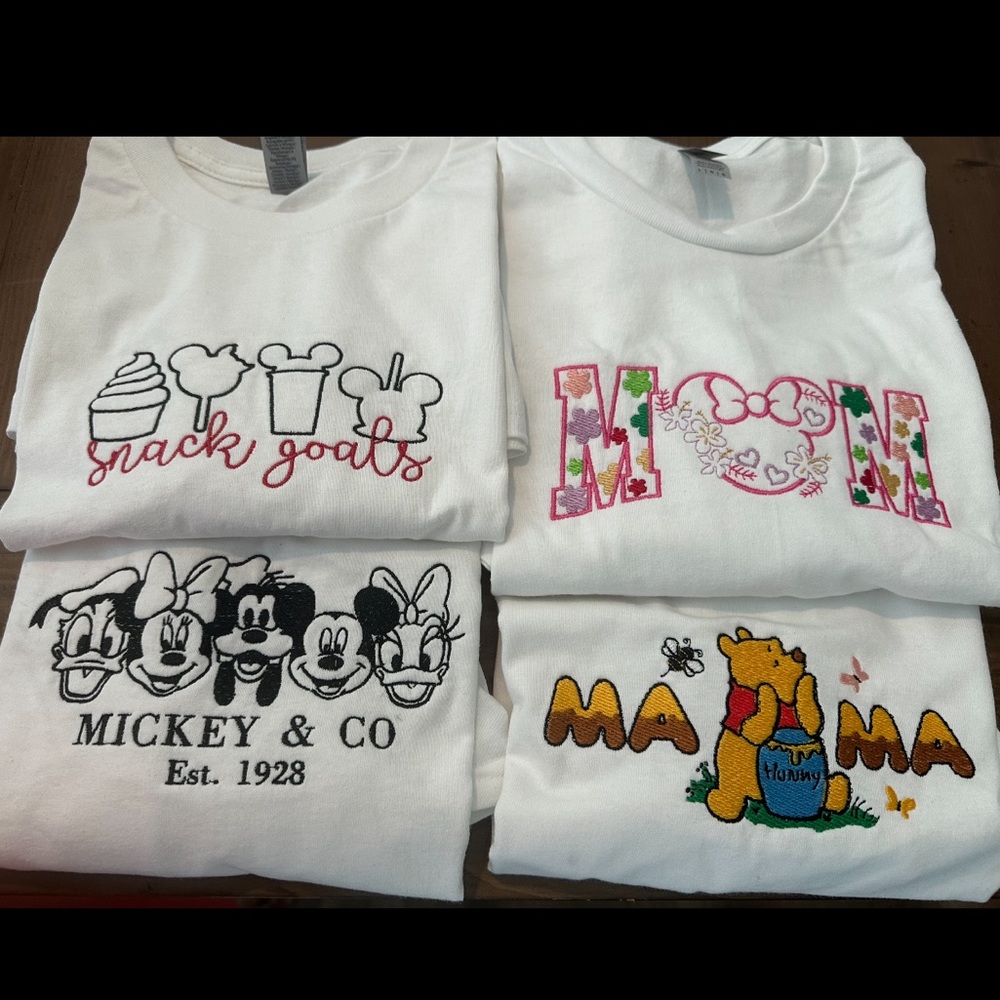 Custom Embroidery! Disney shirts, comment if you have any questions